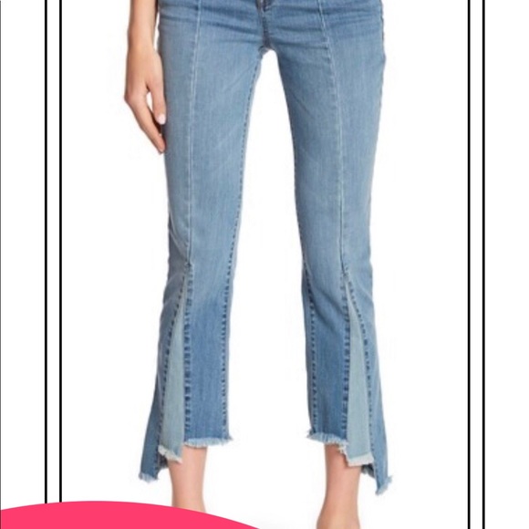 William Rast Color Block Flare Cropped Jeans - Picture 5 of 8